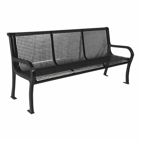 Ultra Site Lexington 8' Black Perforated Bench with Backrest 99'' x 26 7/8'' x 35 1/2'' 38A954P8BK
